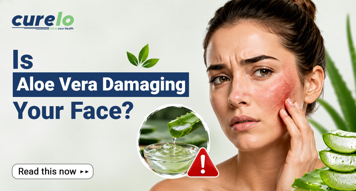 Aloe vera gel applied on face showing potential skin side effects