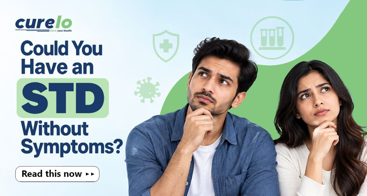 STD test guide showing common symptoms, blood, urine and swab testing