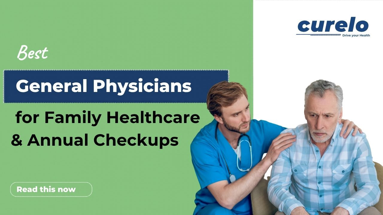 Best General Physicians in Gurgaon | Family Healthcare A male doctor in blue scrubs comforting an elderly patient during a medical consultation for family healthcare.