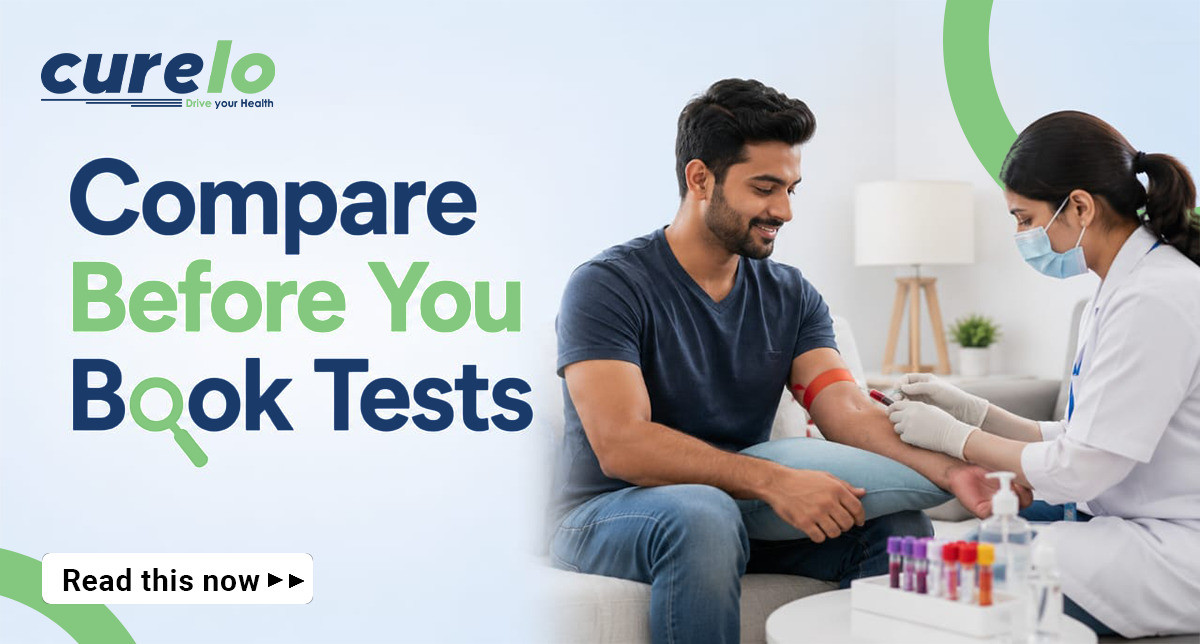 Person comparing diagnostic lab prices and test packages online using Curelo