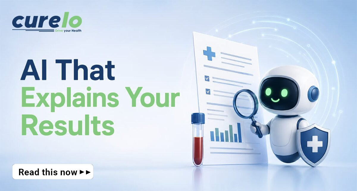 AI tool analyzing a blood test lab report on a laptop