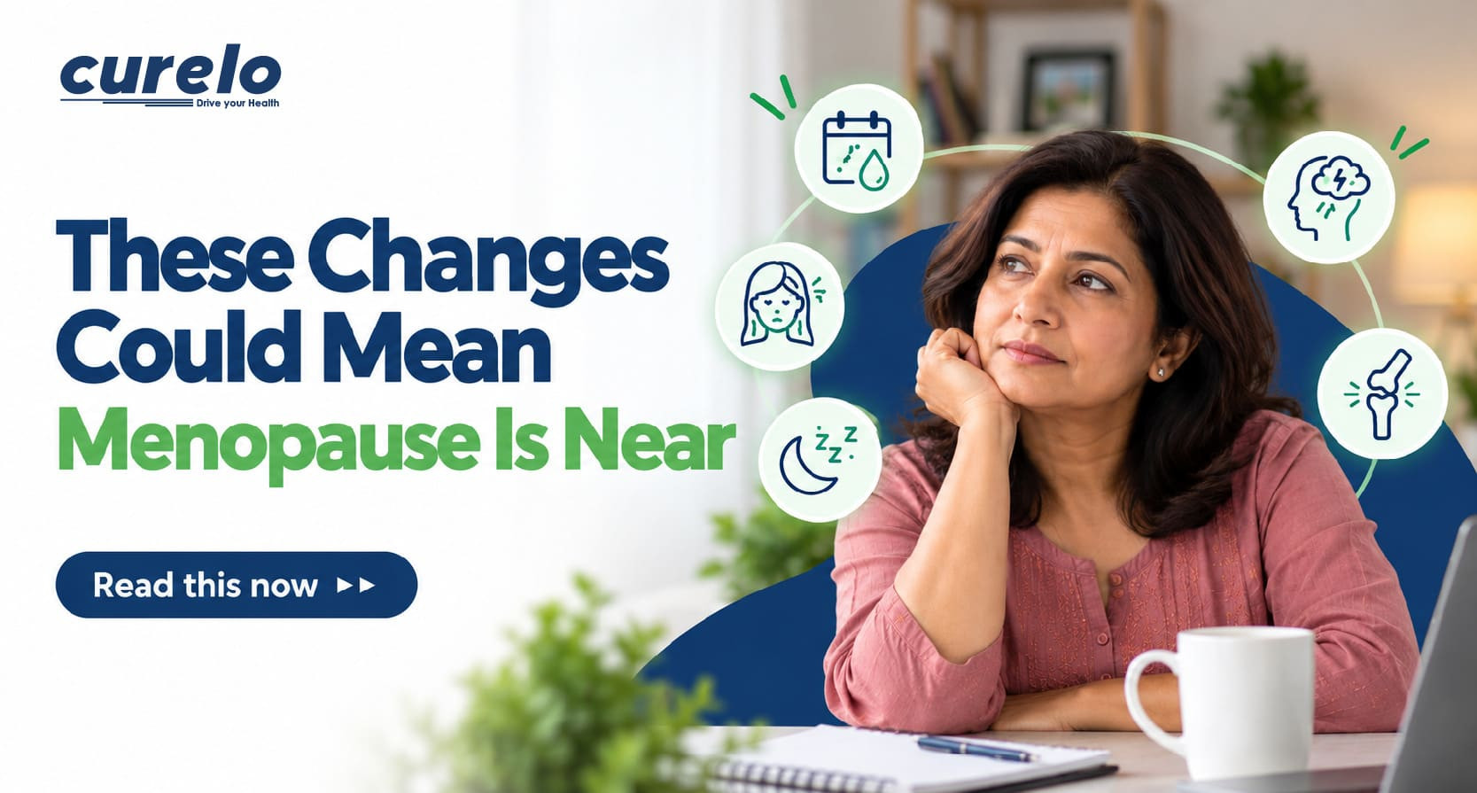 Indian woman learning about menopause symptoms and recommended health tests
