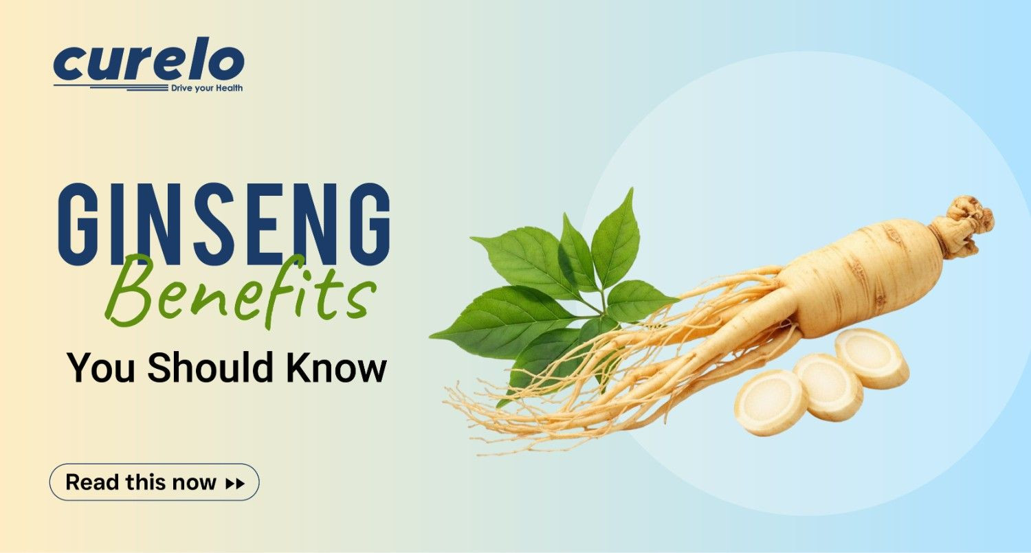 Fresh ginseng root and capsules on a wooden table