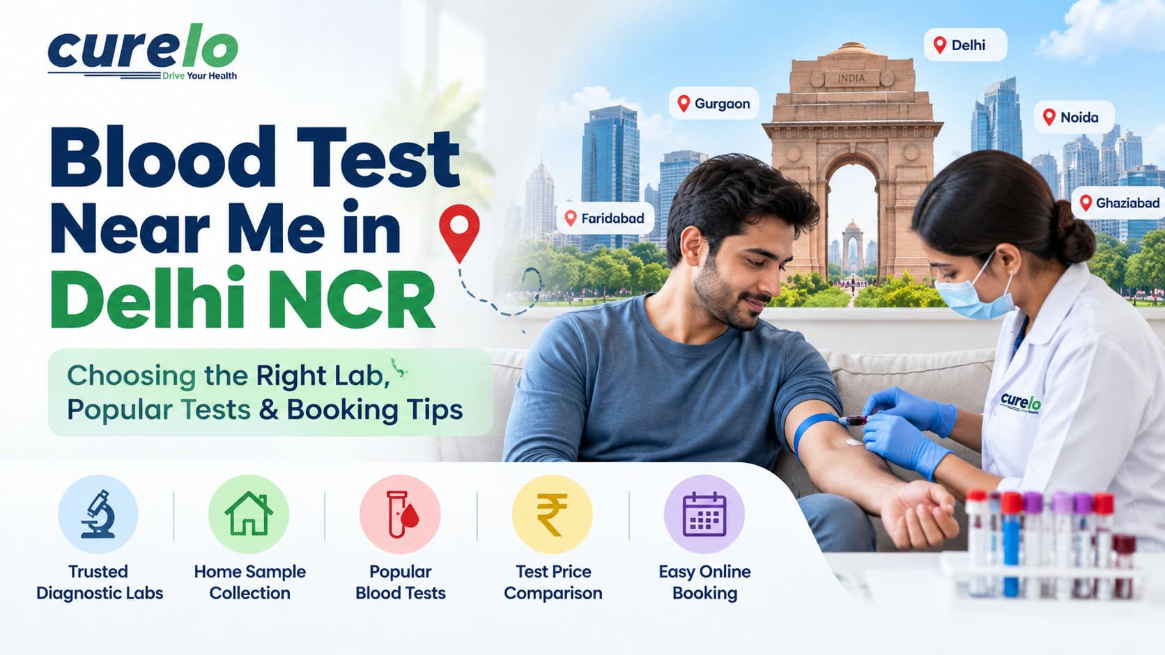 Blood test near me in Delhi NCR with diagnostic lab comparison and home sample collection