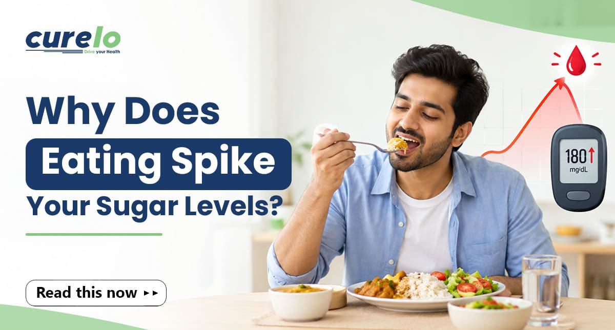 Infographic displaying the difference between fasting blood sugar and post-meal glucose testing