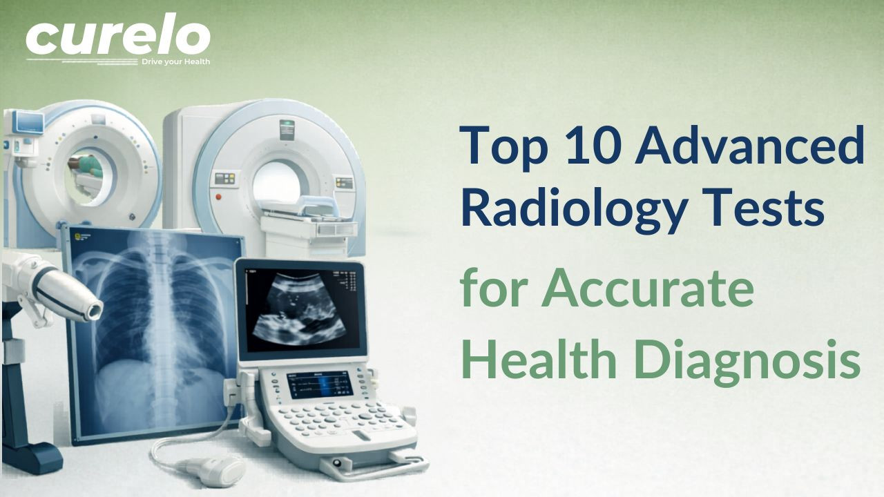Infographic showing various advanced radiology imaging machines and scans.
