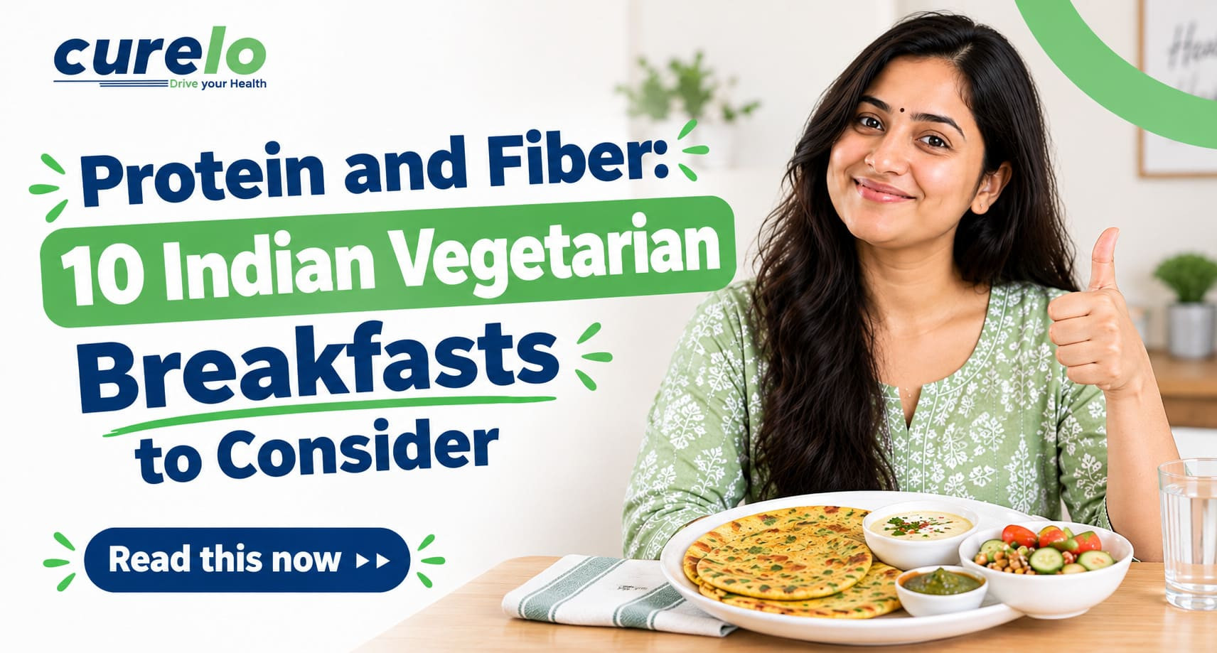 A variety of healthy Indian vegetarian breakfast options high in protein and fiber foods