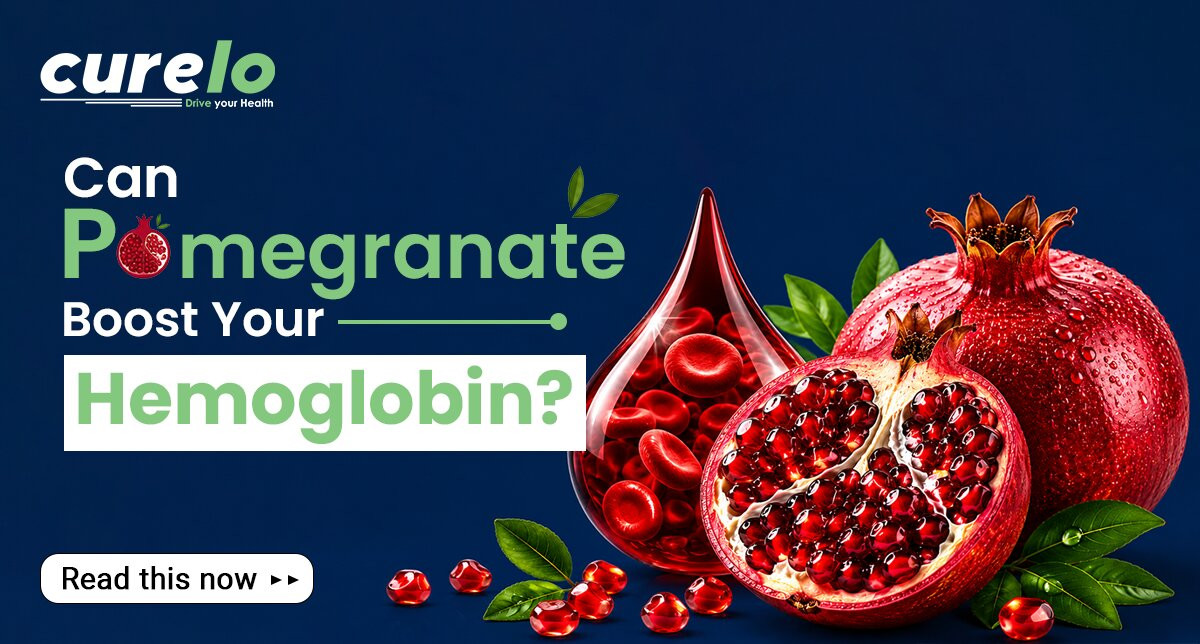 Fresh pomegranate seeds and fruit for hemoglobin and iron benefits