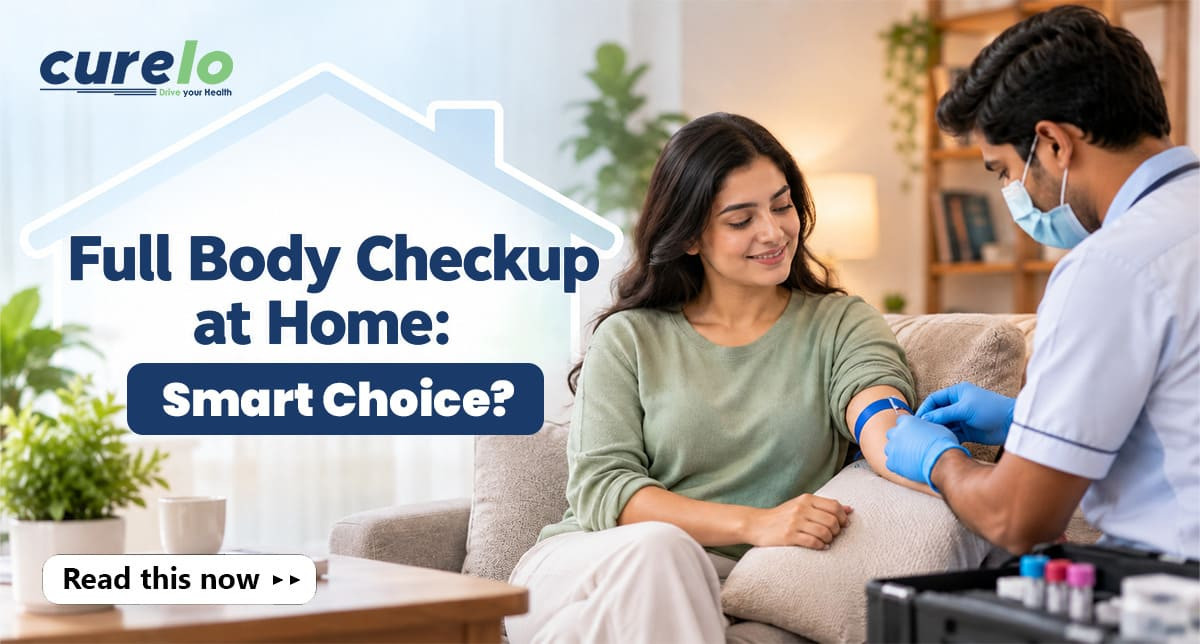 Is a Full Body Checkup at Home Worth the Cost? A trained phlebotomist conducting a full body checkup at home sample collection