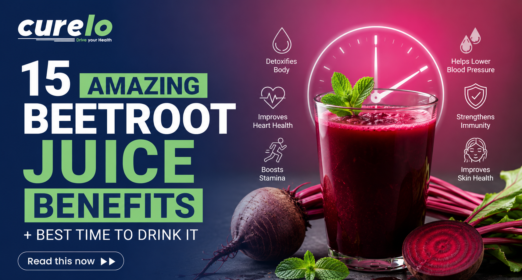 Glass of fresh beetroot juice with cut beetroots on a table