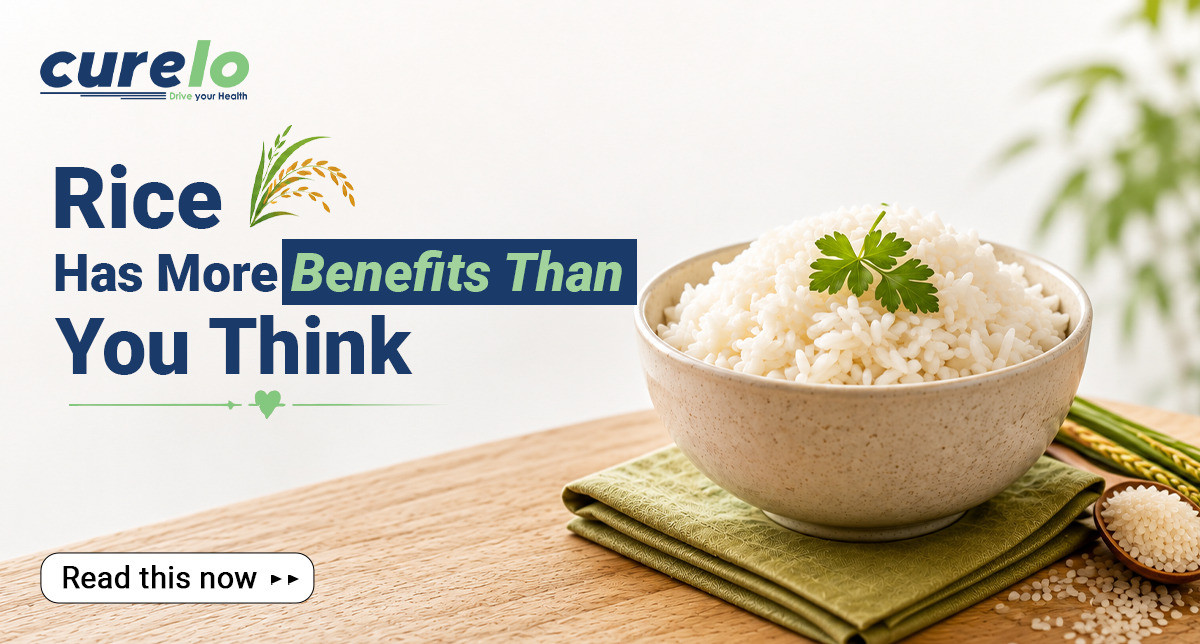 Bowl of cooked rice with vegetables showing the health benefits of eating rice
