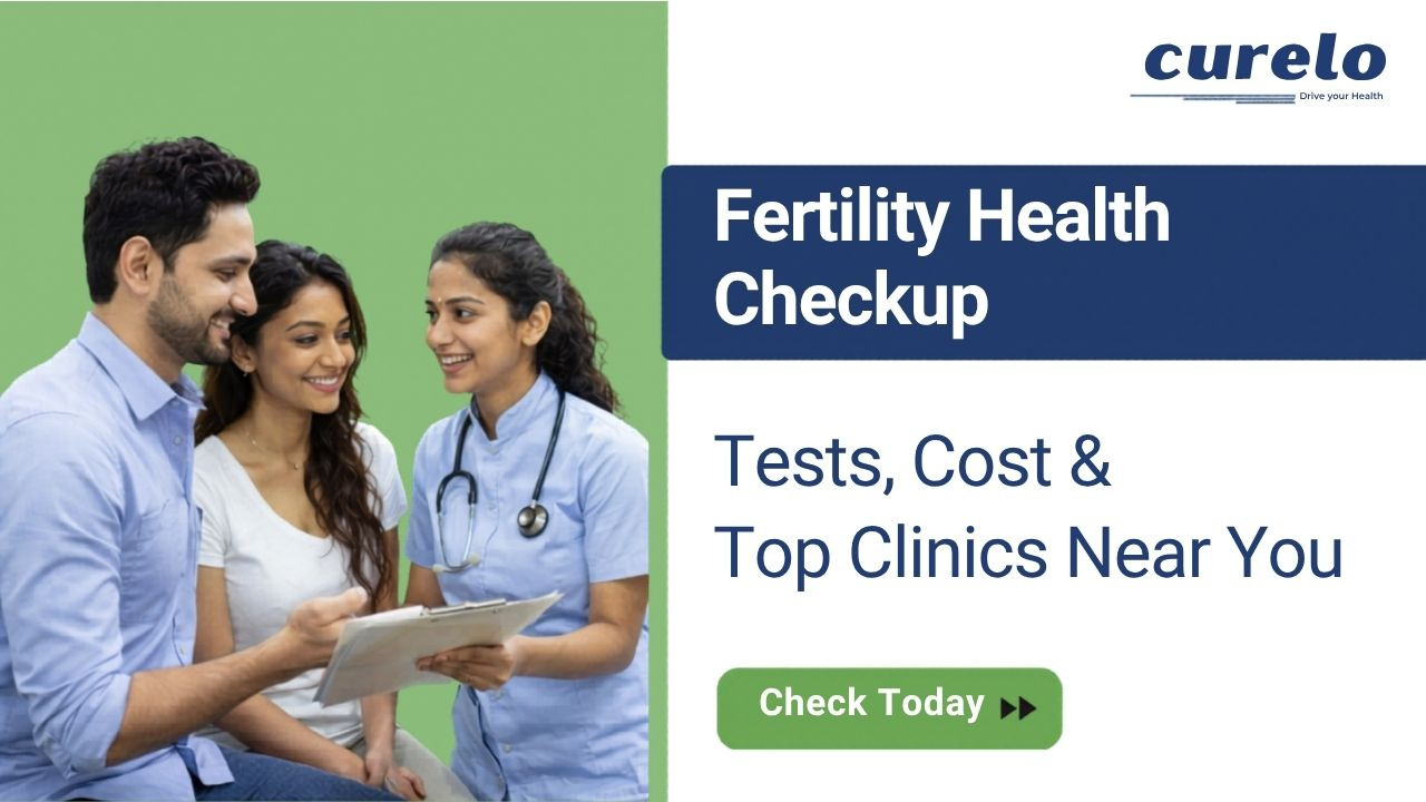 A doctor explaining fertility health checkup results to a young couple in a clinic.
